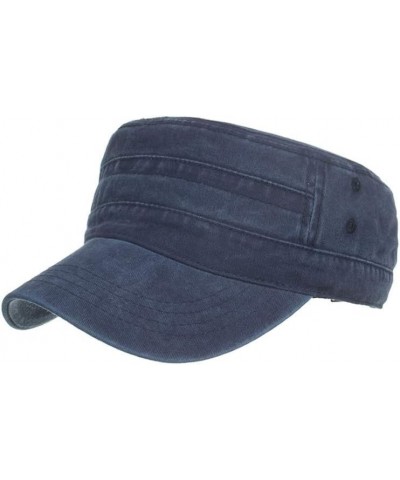 Men Women Cotton Classic Military Hats Vintage Washed Denim Adjustable Outdoor Sunscreen Peaked Dad Cap Navy $5.30 Skullies &...