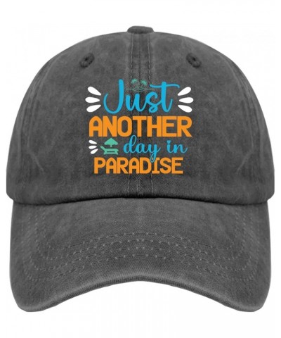 just Another Day in Paradise on a Black Background with Palm Trees Trucker hat Funny Golf Hats Pigment Black Pigment Black $1...