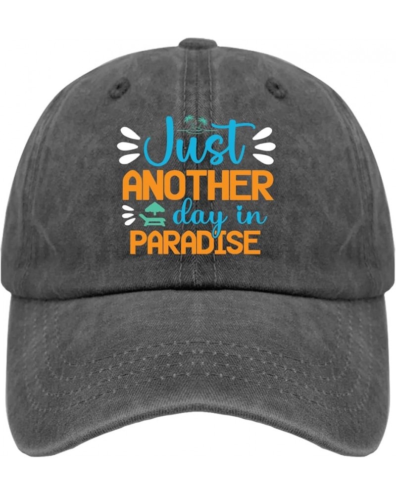 just Another Day in Paradise on a Black Background with Palm Trees Trucker hat Funny Golf Hats Pigment Black Pigment Black $1...