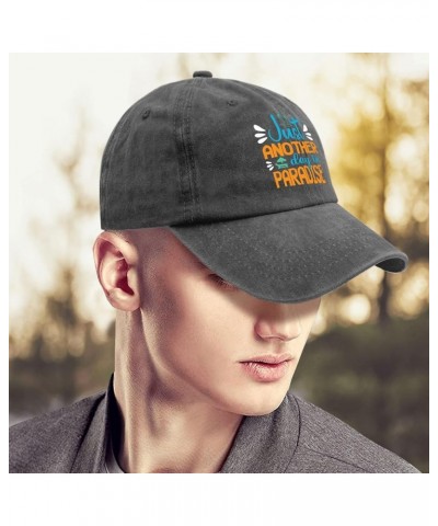 just Another Day in Paradise on a Black Background with Palm Trees Trucker hat Funny Golf Hats Pigment Black Pigment Black $1...