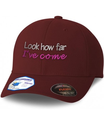 Flexfit Hats for Men & Women Look How Far I've Come Polyester Dad Hat Baseball Cap Burgundy $18.19 Baseball Caps