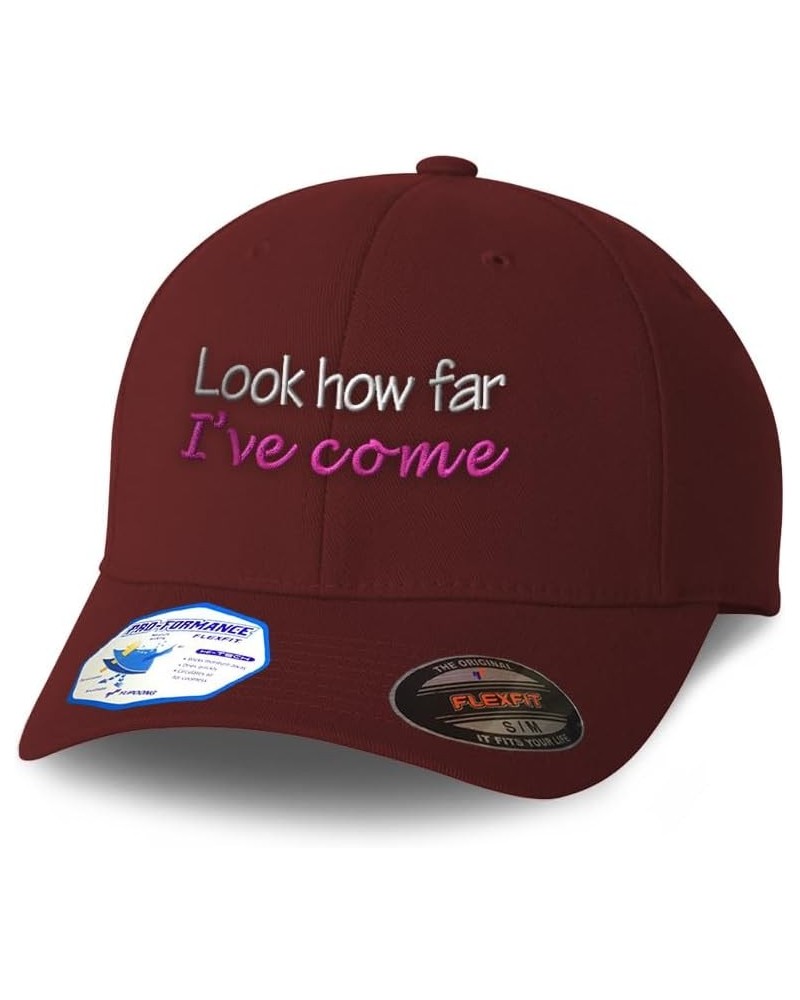 Flexfit Hats for Men & Women Look How Far I've Come Polyester Dad Hat Baseball Cap Burgundy $18.19 Baseball Caps