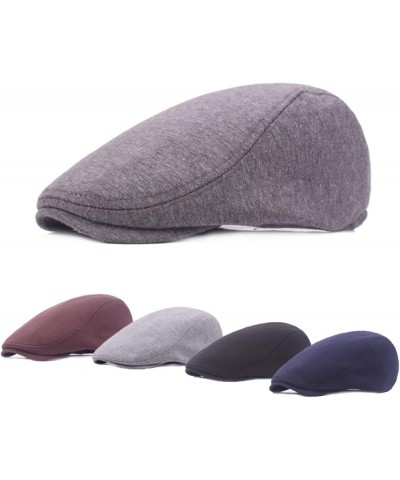 Mens Flat Newsboy Cap, Autumn Winter Vintage Fishing Hat Fashion Casual Cabbie Beret Hats in Plain Colours (Color : A, Size :...