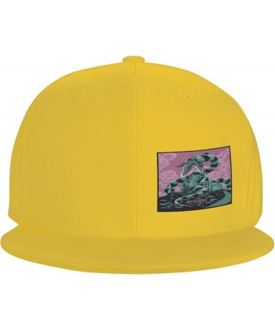 Snapback Hats for Men Women,Fashion Baseball Cap,Hip Hop Flat Bill Brim Adjustable Dad Hats Yellow $10.23 Baseball Caps