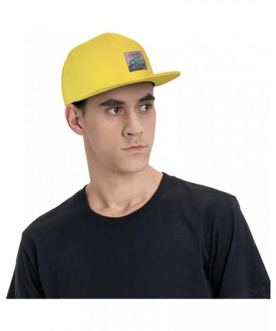 Snapback Hats for Men Women,Fashion Baseball Cap,Hip Hop Flat Bill Brim Adjustable Dad Hats Yellow $10.23 Baseball Caps