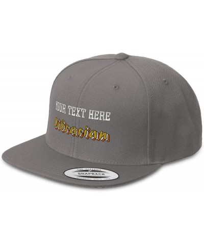 Snapback Hats for Men and Women Librarian Acrylic Flat Bill Baseball Dark Grey Personalized Text Here $13.94 Baseball Caps