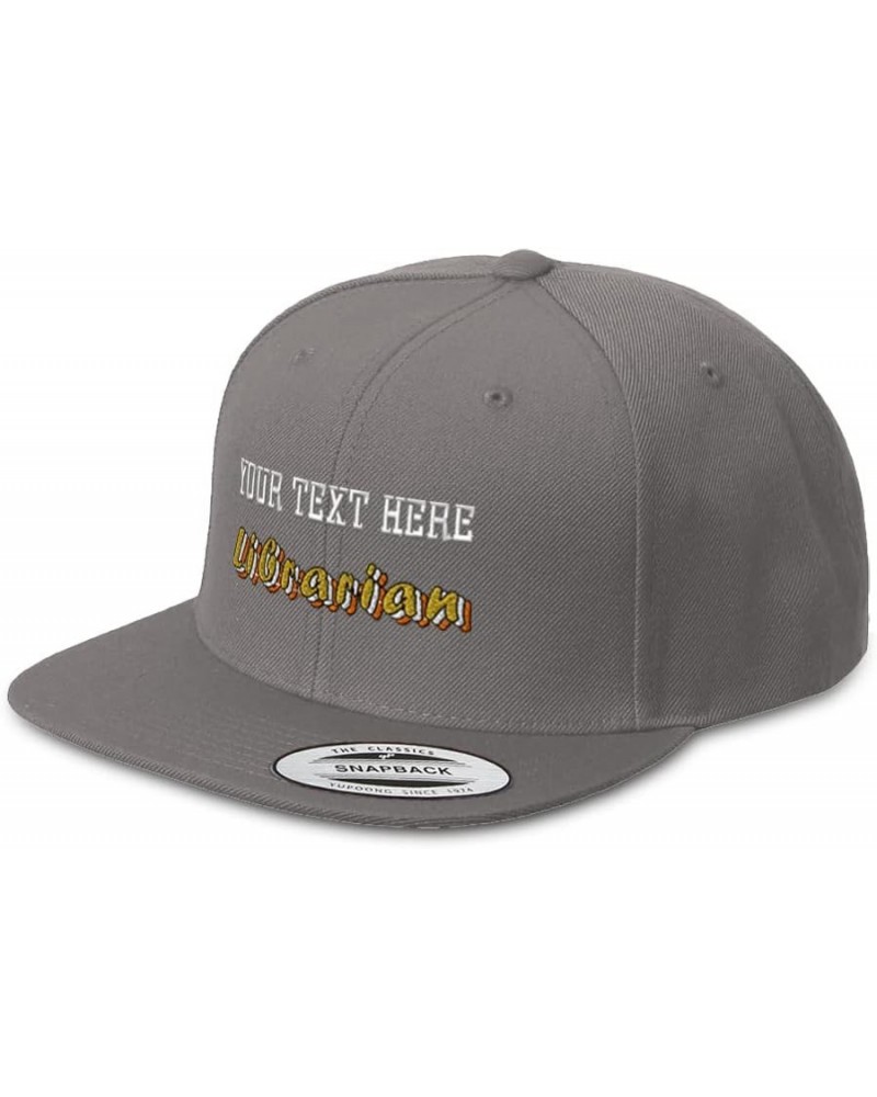 Snapback Hats for Men and Women Librarian Acrylic Flat Bill Baseball Dark Grey Personalized Text Here $13.94 Baseball Caps