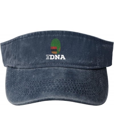 Zambia It's in My DNA Sun Visor Hats for Women Men Adjustable Cotton Sun Hat Golf Cap Navy Blue $9.79 Visors