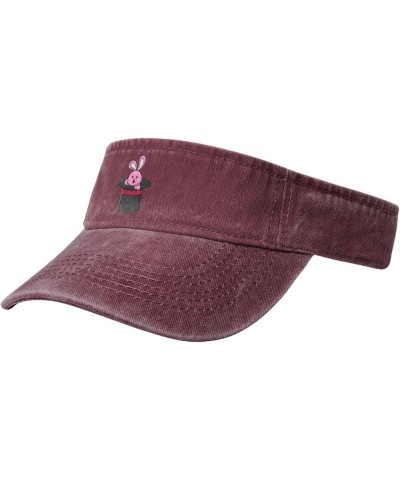 Cute Bunny Holding Wand in Magic Hat Sun Visor Hats for Women Men Sun Hat Vintage Golf Hat Adjustable Baseball Cap Red $10.65...