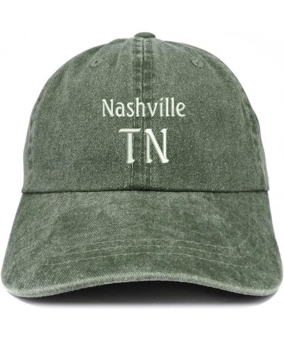 Nashville TN Embroidered Pigment Dyed Washed Baseball Cap Dark Green $13.49 Baseball Caps