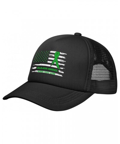 Gallbladder Cancer Awareness America Flag Green Ribbon Baseball Cap Adjustable Casual Mesh Hats Duck Tongue Hat for Men Women...