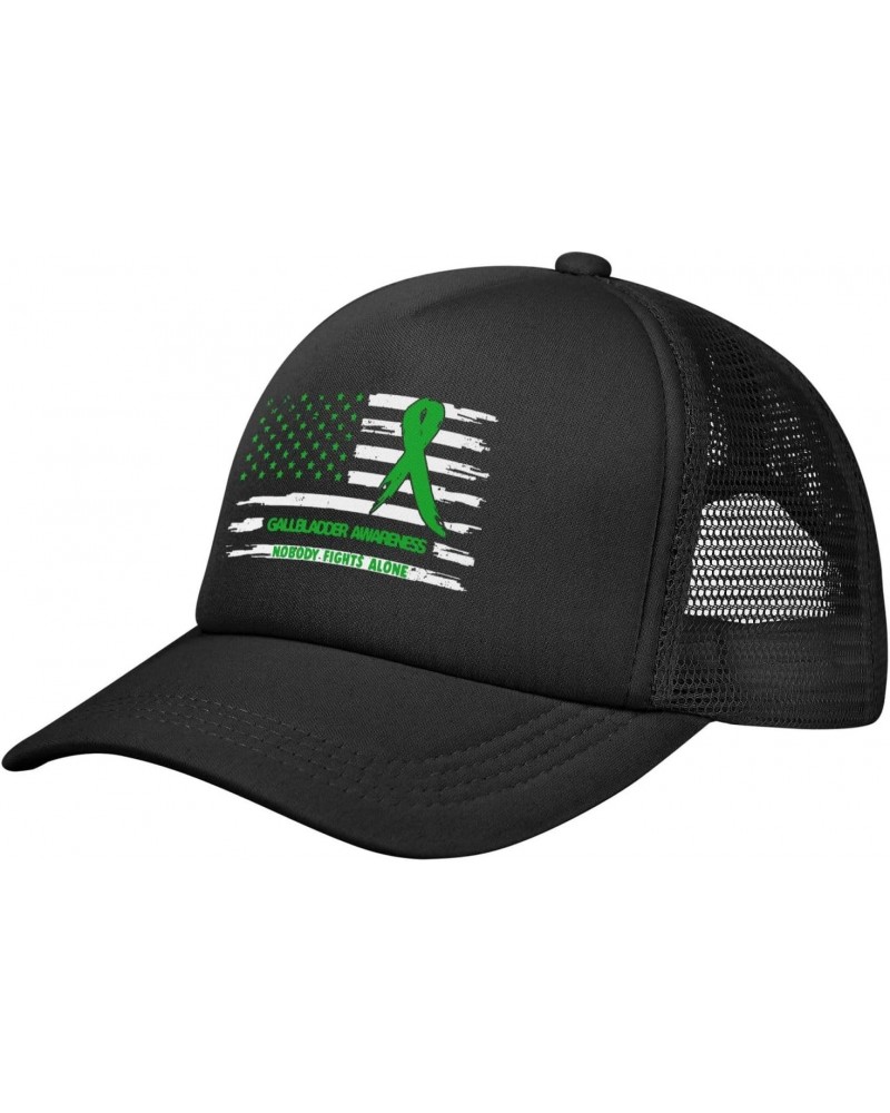 Gallbladder Cancer Awareness America Flag Green Ribbon Baseball Cap Adjustable Casual Mesh Hats Duck Tongue Hat for Men Women...