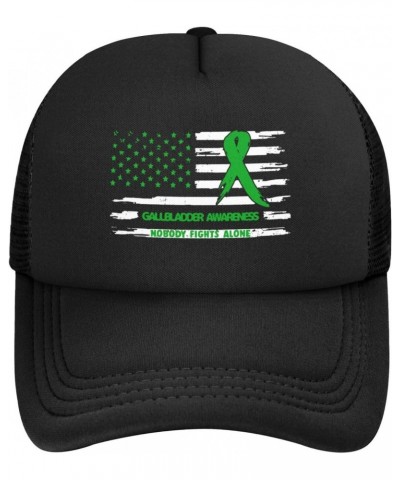 Gallbladder Cancer Awareness America Flag Green Ribbon Baseball Cap Adjustable Casual Mesh Hats Duck Tongue Hat for Men Women...