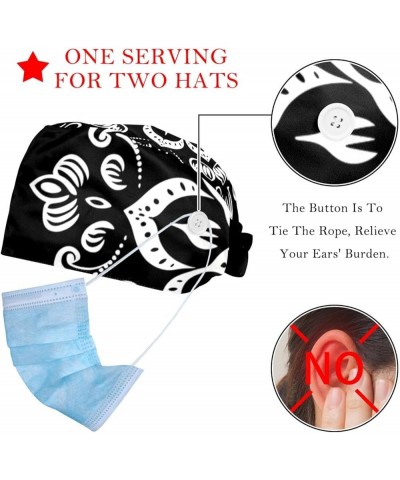 Bouffant Scrub Caps for Women,Beanie Hats with Buttons and Cotton Sweatband W621x8aaqp $9.49 Skullies & Beanies