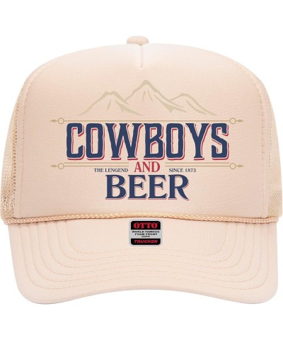 Cowboys and Beer V2 Trucker Hat - Premium Snapback for Men and Women - Cowgirl Western Beer Country Trendy Tan $10.00 Cowboy ...