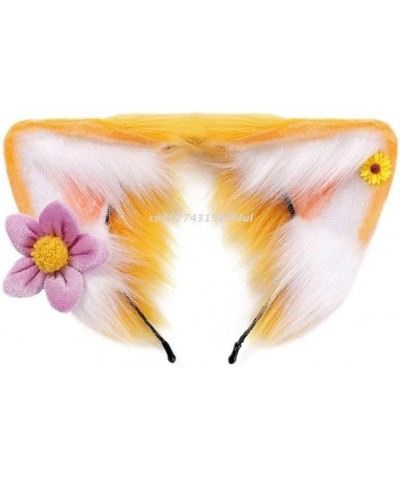 Furry Cat Ear Wolf Headband Lolita Cartoon Fox Flower Hairhoop Lolita Hair Band for Women (Child) Aldult $15.25 Headbands