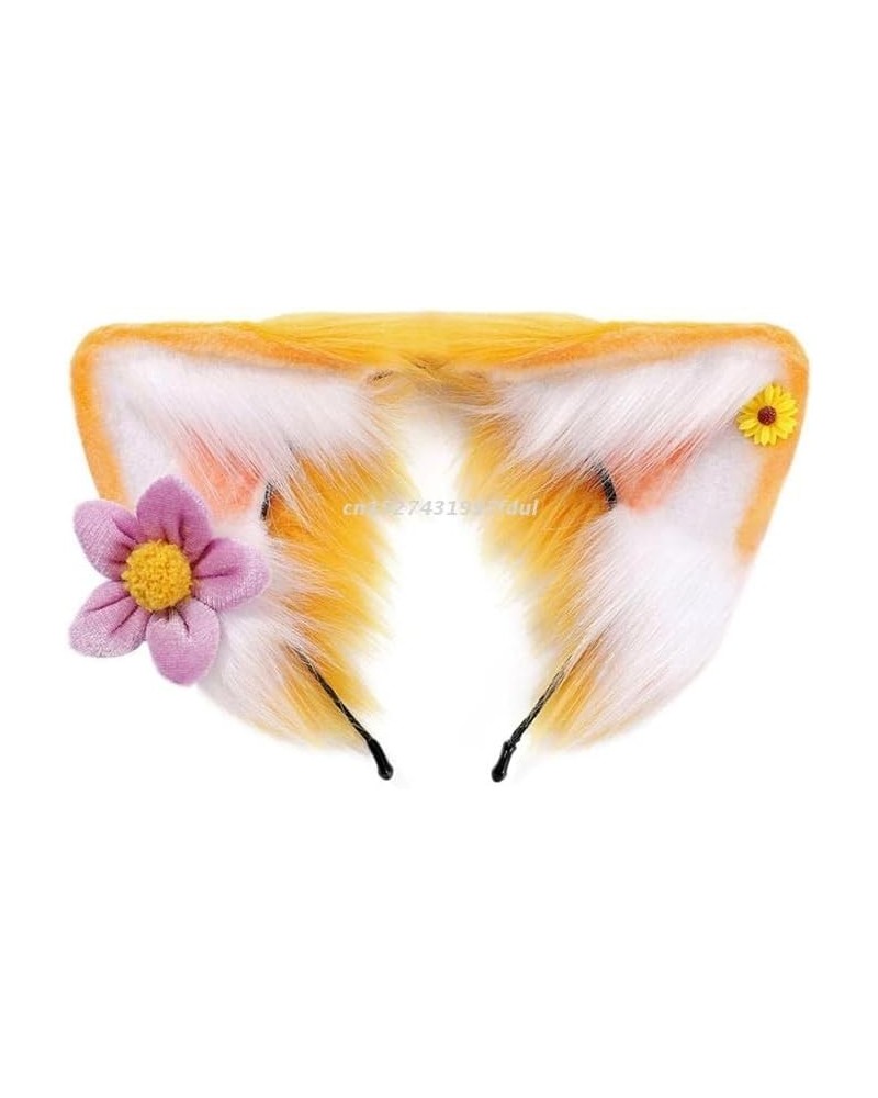 Furry Cat Ear Wolf Headband Lolita Cartoon Fox Flower Hairhoop Lolita Hair Band for Women (Child) Aldult $15.25 Headbands