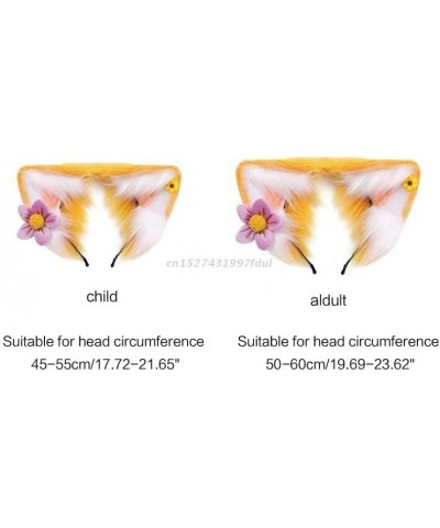 Furry Cat Ear Wolf Headband Lolita Cartoon Fox Flower Hairhoop Lolita Hair Band for Women (Child) Aldult $15.25 Headbands