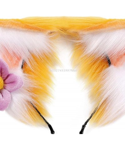 Furry Cat Ear Wolf Headband Lolita Cartoon Fox Flower Hairhoop Lolita Hair Band for Women (Child) Aldult $15.25 Headbands