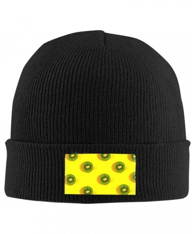 Beanie Hat for Women Men Kiwi Slices On A Bright Yellow Traveling Winter Warm Slouchy Cap $11.01 Skullies & Beanies