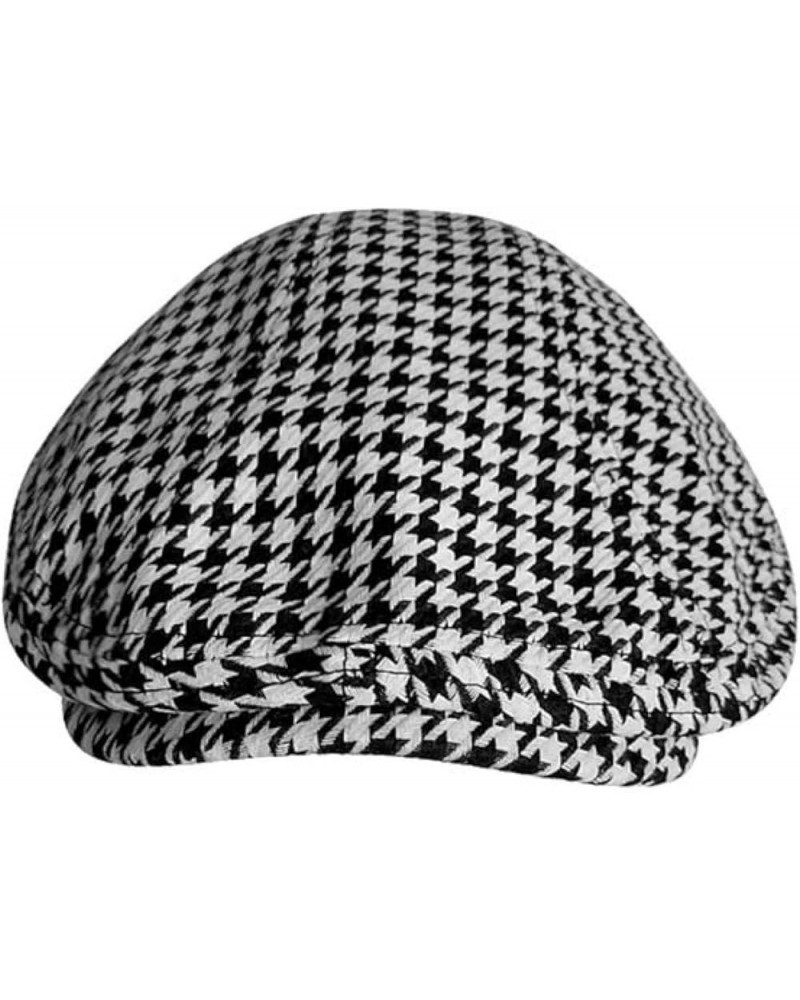 Plaid Houndstooth Newsboy Caps for Womens Cotton Blend Visor Ivy Cap British Baker Boy Cabbie Hat Unisex Paris Berets Black B...