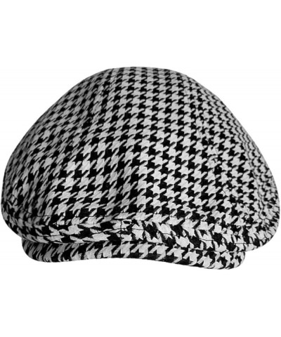 Plaid Houndstooth Newsboy Caps for Womens Cotton Blend Visor Ivy Cap British Baker Boy Cabbie Hat Unisex Paris Berets Black B...