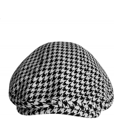 Plaid Houndstooth Newsboy Caps for Womens Cotton Blend Visor Ivy Cap British Baker Boy Cabbie Hat Unisex Paris Berets Black B...