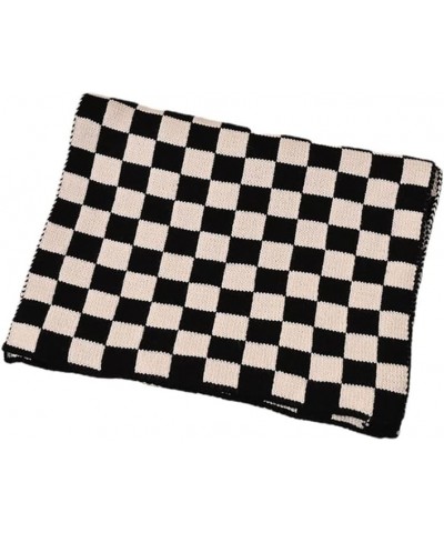 Knitted Checkerboard Scarf Female Autumn and Winter Plaid Double-sided Long Warm Bib $10.70 Scarves