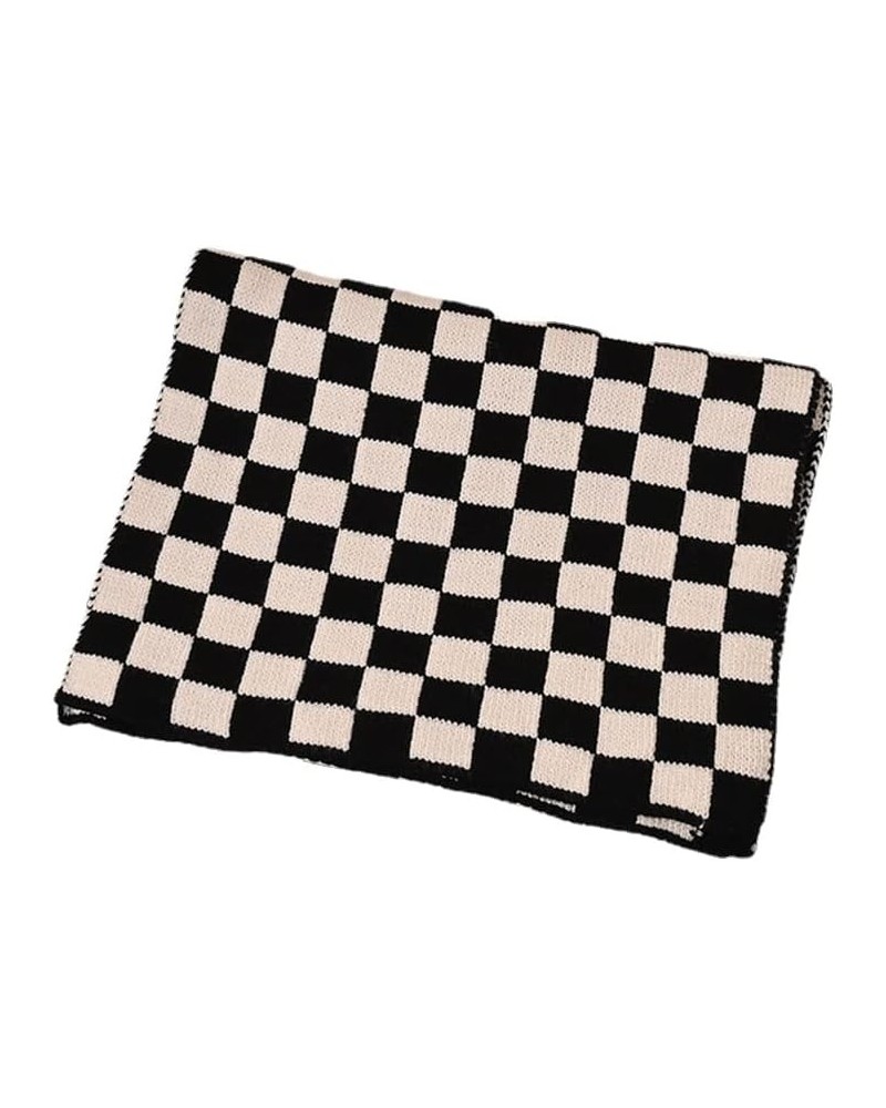 Knitted Checkerboard Scarf Female Autumn and Winter Plaid Double-sided Long Warm Bib $10.70 Scarves