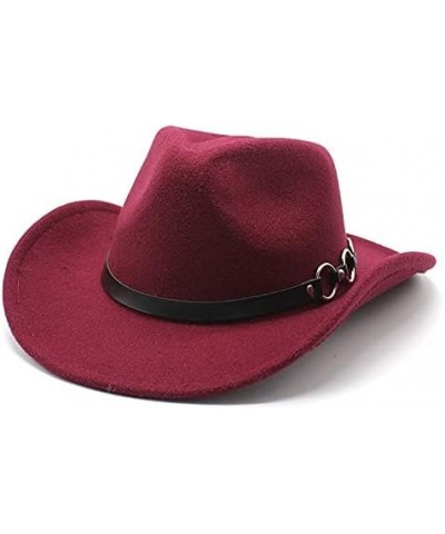 Autumn Winter Cowgirl Bowler Cap New Vintage Wool Felt Western Cowboy Hat Men Women Jazz Toca Cap Luopan Caps & Hats Red Wine...