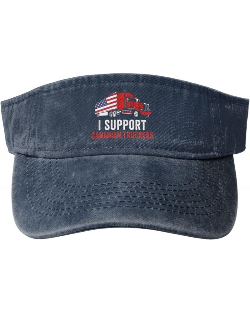 i Support Canadian Truckers Sun Hat Sun Visor Hats for Women Men Baseball Cap Golf Hats Navy Blue $11.36 Visors