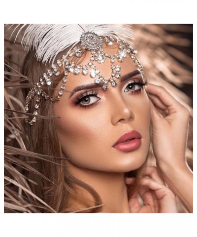 Layered Head Jewelry Rhinestone Wedding Hair Chain Forehead Bridal Headpiece Prom Headband for Women and Girls Silver $9.19 H...