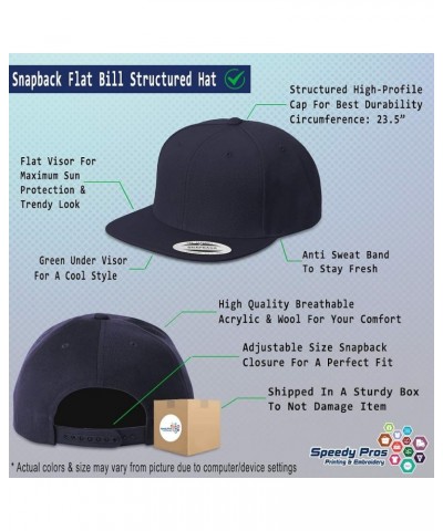 Snapback Hats for Men and Women Announcer Acrylic Flat Bill Baseball Navy Personalized Text Here $18.23 Baseball Caps