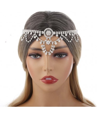 Layered Head Jewelry Rhinestone Wedding Hair Chain Forehead Bridal Headpiece Prom Headband for Women and Girls Silver $9.19 H...