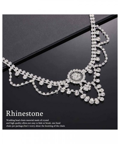 Layered Head Jewelry Rhinestone Wedding Hair Chain Forehead Bridal Headpiece Prom Headband for Women and Girls Silver $9.19 H...