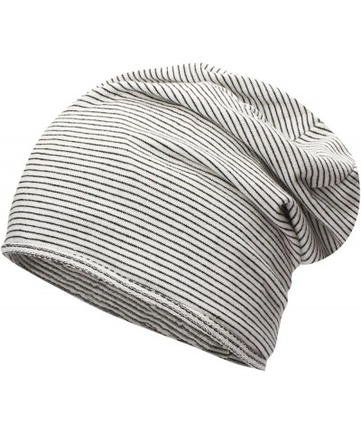 Striped Winter Hats for Women Men Fashion Comfy Casual Skullies Caps Stretch Slouchy Hip-Hop Knitted Hat White $6.83 Baseball...