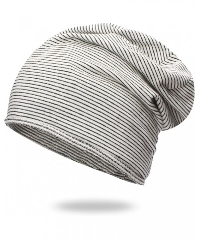 Striped Winter Hats for Women Men Fashion Comfy Casual Skullies Caps Stretch Slouchy Hip-Hop Knitted Hat White $6.83 Baseball...