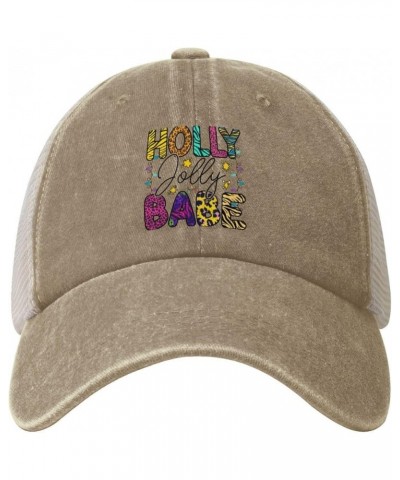 Holly Jolly Babe Baseball Cap for Women Mens Hats Retro Mesh Caps Dad Hat Natural $12.38 Baseball Caps