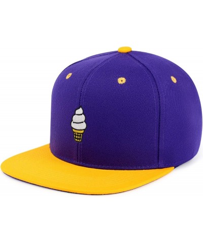 Ice Cream Cone Hip-Hop Snapback Hat Embroidered Baseball Cap Cute 56. Purple/Yellow $11.99 Baseball Caps