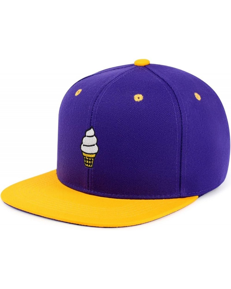 Ice Cream Cone Hip-Hop Snapback Hat Embroidered Baseball Cap Cute 56. Purple/Yellow $11.99 Baseball Caps