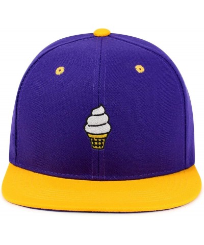 Ice Cream Cone Hip-Hop Snapback Hat Embroidered Baseball Cap Cute 56. Purple/Yellow $11.99 Baseball Caps