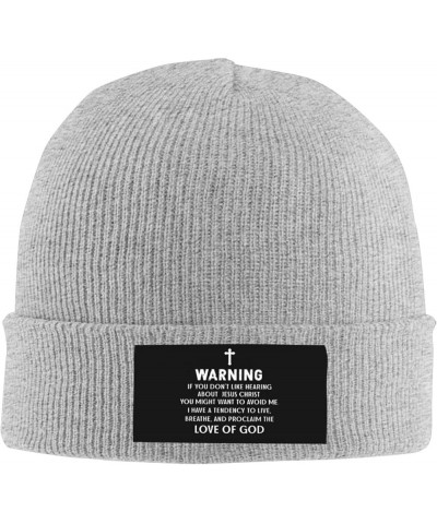 Warning if You Don't Like Hearing About Jesus Beanie Hat Men Knit Skull Cap Women Winter Hat Knitted Hat Black Gray $10.04 Sk...