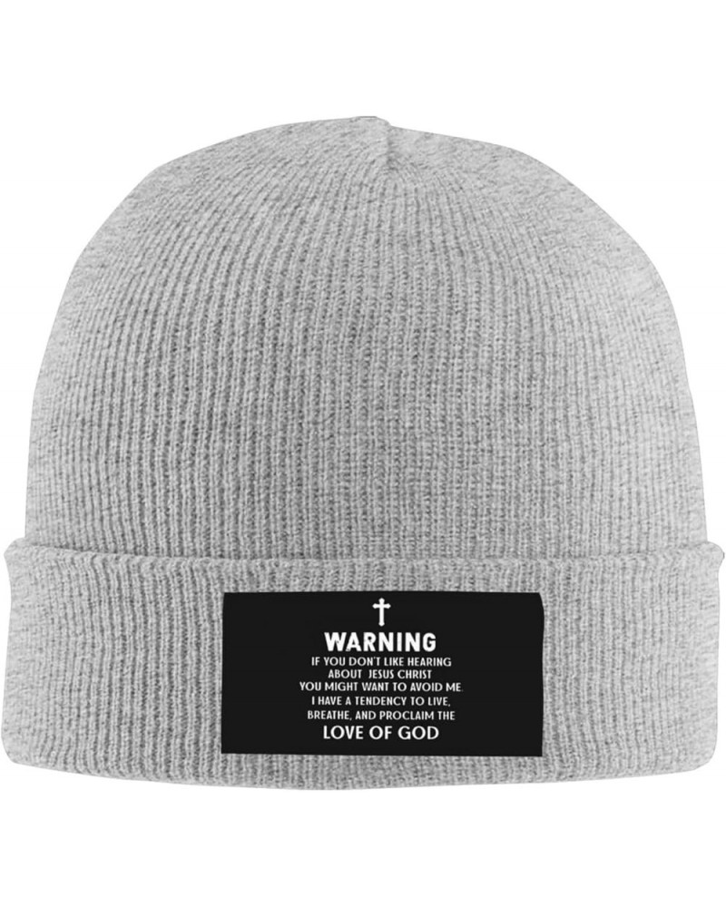 Warning if You Don't Like Hearing About Jesus Beanie Hat Men Knit Skull Cap Women Winter Hat Knitted Hat Black Gray $10.04 Sk...