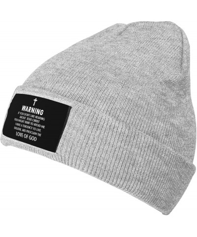 Warning if You Don't Like Hearing About Jesus Beanie Hat Men Knit Skull Cap Women Winter Hat Knitted Hat Black Gray $10.04 Sk...