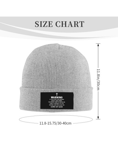 Warning if You Don't Like Hearing About Jesus Beanie Hat Men Knit Skull Cap Women Winter Hat Knitted Hat Black Gray $10.04 Sk...