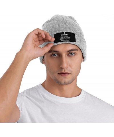 Warning if You Don't Like Hearing About Jesus Beanie Hat Men Knit Skull Cap Women Winter Hat Knitted Hat Black Gray $10.04 Sk...