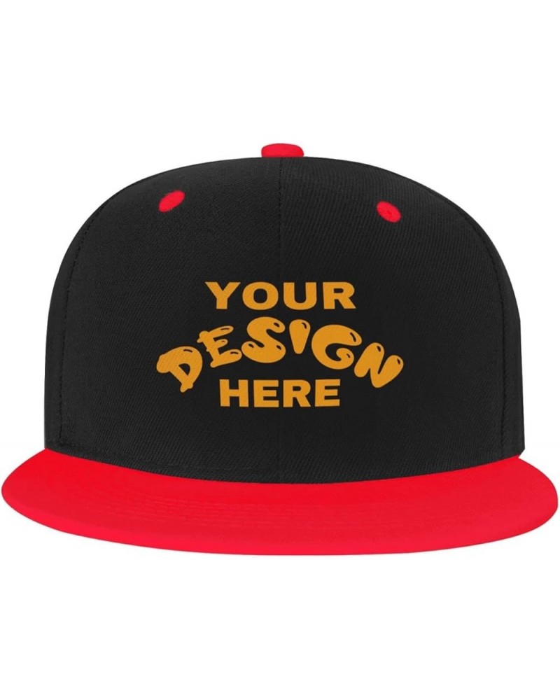 Custom Cap Add Your Design,Custom Text Caps,Custom Hat Design Your Own Classic Mens Womens Trucker Hats Red $8.78 Baseball Caps