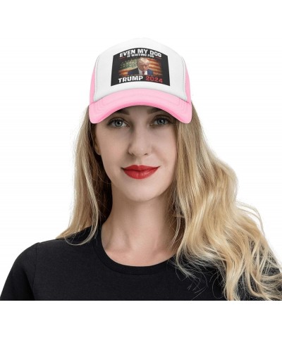 Even My Dog is Waiting for Trump 2024 F K Bi-Den Mesh Cap Men Women Baseball Cap Trucker Hat Sports Cap Pink $10.11 Baseball ...