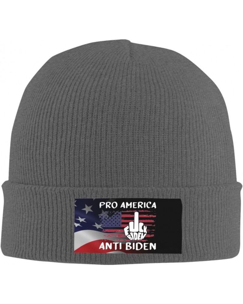 Pro America Anti Biden Cozy Knitted Beanie Hat - Stylish Winter Headwear Acrylic Ideal for All Ages Deep Heather $15.76 Skull...