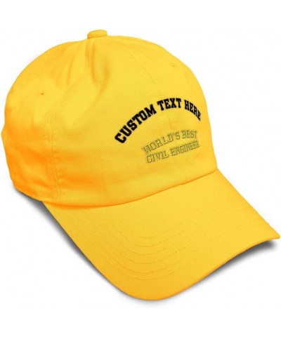 Soft Baseball Cap Worlds Best Civil Engineer Embroidery Construction Cotton Dad Hats for Men & Women Golden Yellow Personaliz...